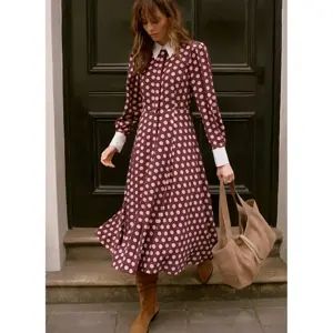 Mint Velvet Burgundy Geometric Print Midi Dress